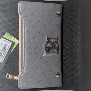 BADGLEY MISCHKA Quilted long zip around wallet w/ gold hardware NWT